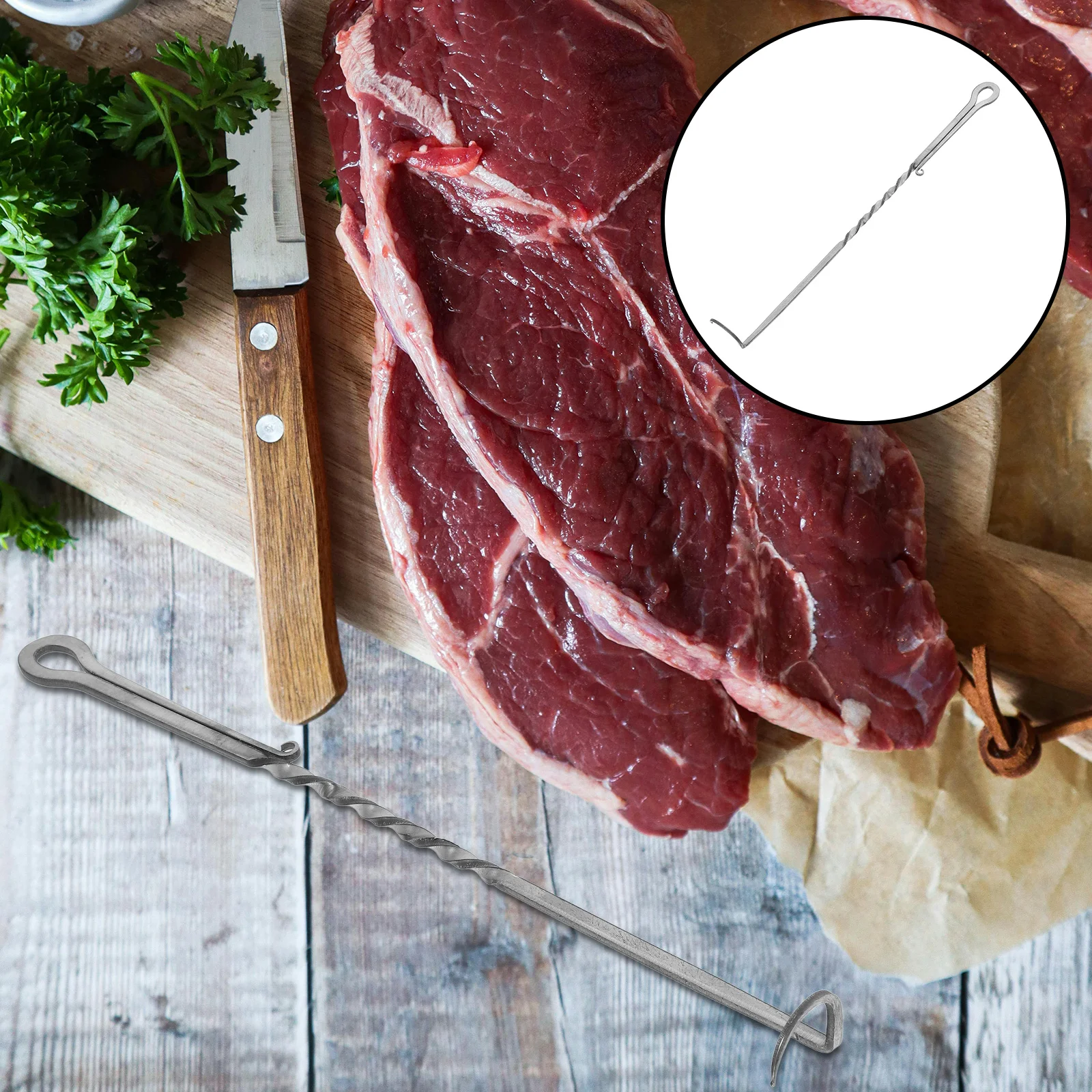 

1pc Food Flipper Turner Hook Stainless Steel Bbq Meat Turner For Grilling Steak Ribs Chicken Vegetables Grill Accessories