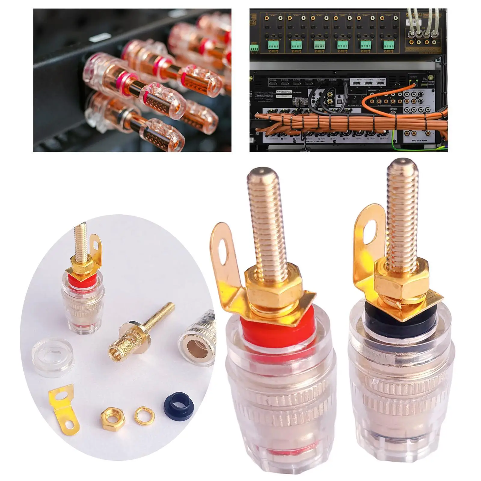 Speaker Terminal Binding Post Connector Copper Banana Plug Socket 42mm for Stereo Amplifier Receiver
