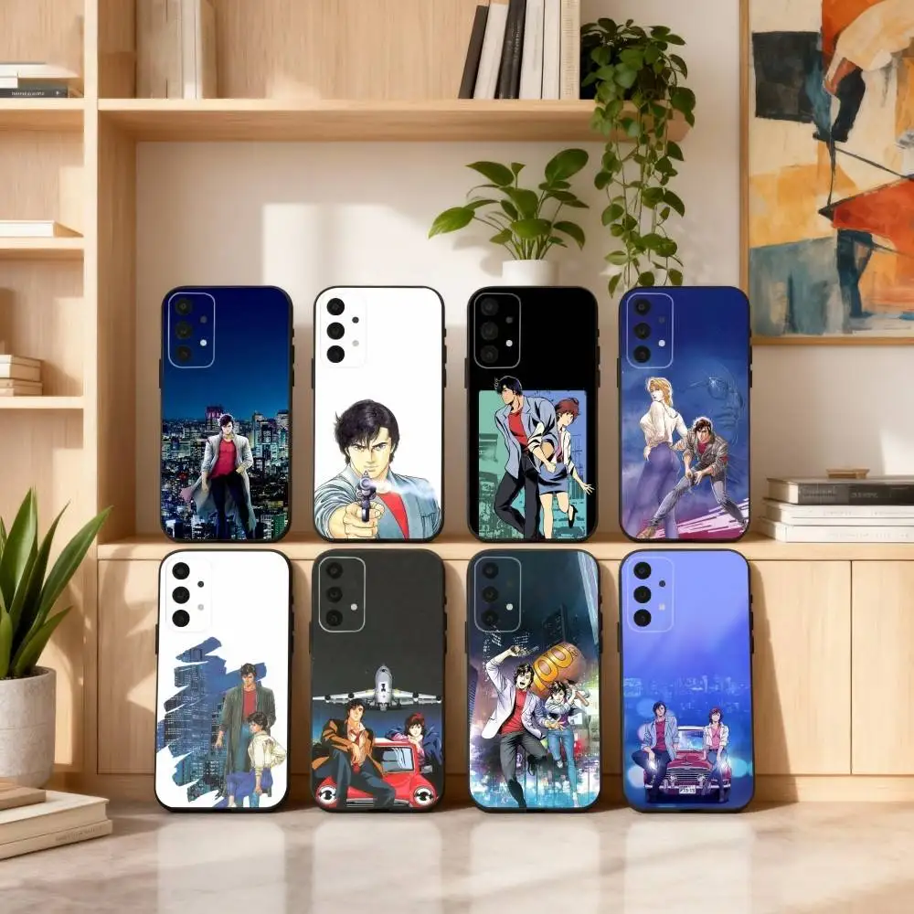 R-Retro C-City Hunter Comic Phone Case For Samsung S25,24,23,22,30,21,10,9,Ultra,Plus,Lite,FE,4,5 G Soft Black Case