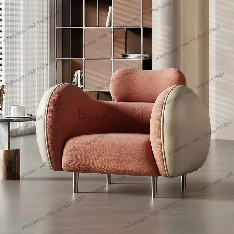 

Одиночный диван, кресло для отдыха, элитный светильник для гостиной, роскошный кожаный диван из хлопка и льна, контрастный диван-кресло