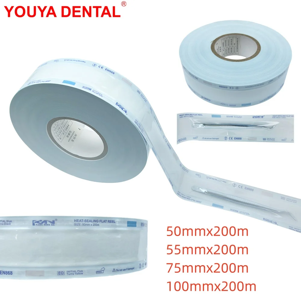 200m Disposable Dental Sterilization Roll Self-Sealing Sterilization Pouches Tape Autoclave Packing Bags Dentistry Tool Material