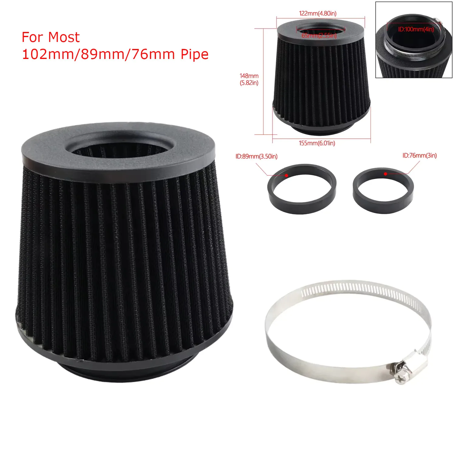 102mm/89mm/76mm Air Filter Mushroom Head Air Filter Elements Air Inlet System Universal Car Modified