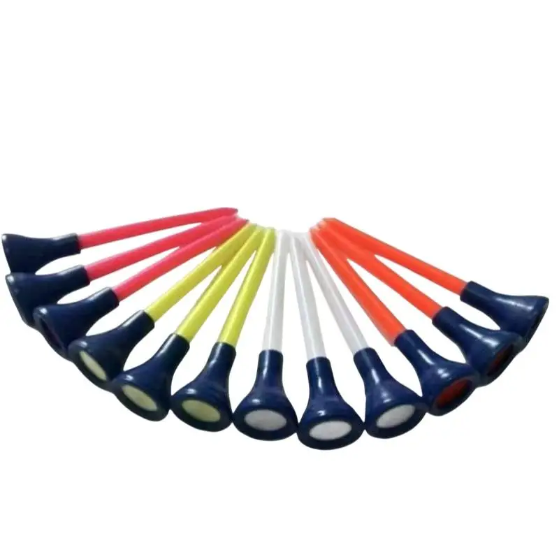 10Pcs Double Layer Plastic Golf Tees 83mm Rubber Cushion Top Durable Golf Ball Holder for Golf Training