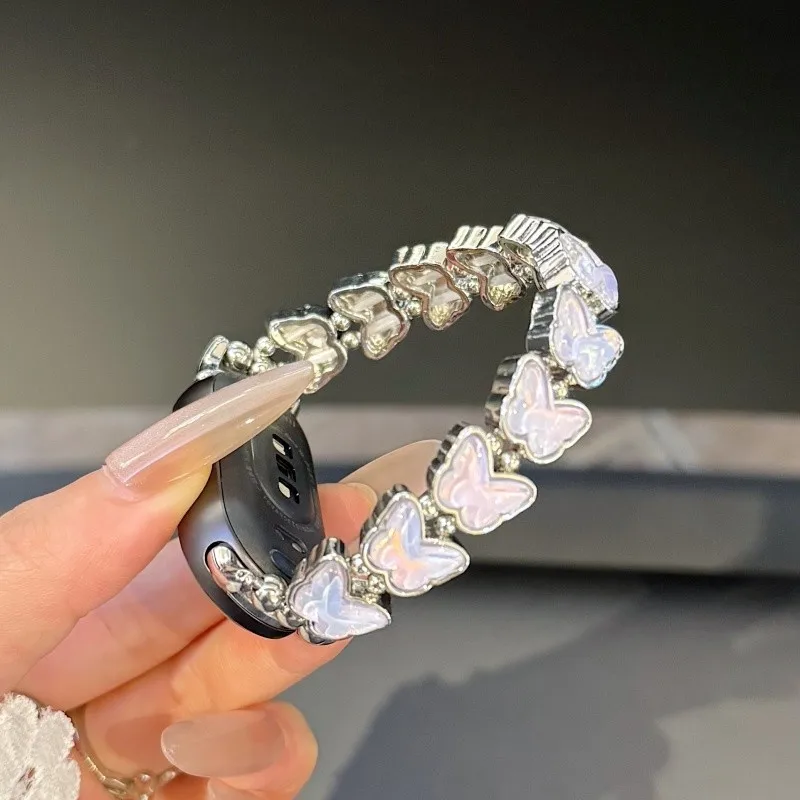 

Metal butterfly elastic rope strap suitable for use Xiaomi Band 8Pro/9Pro，For Mi band 3/4/5/6/7，8/8NFC/9/9NFC/10/10NFC，For Redmi