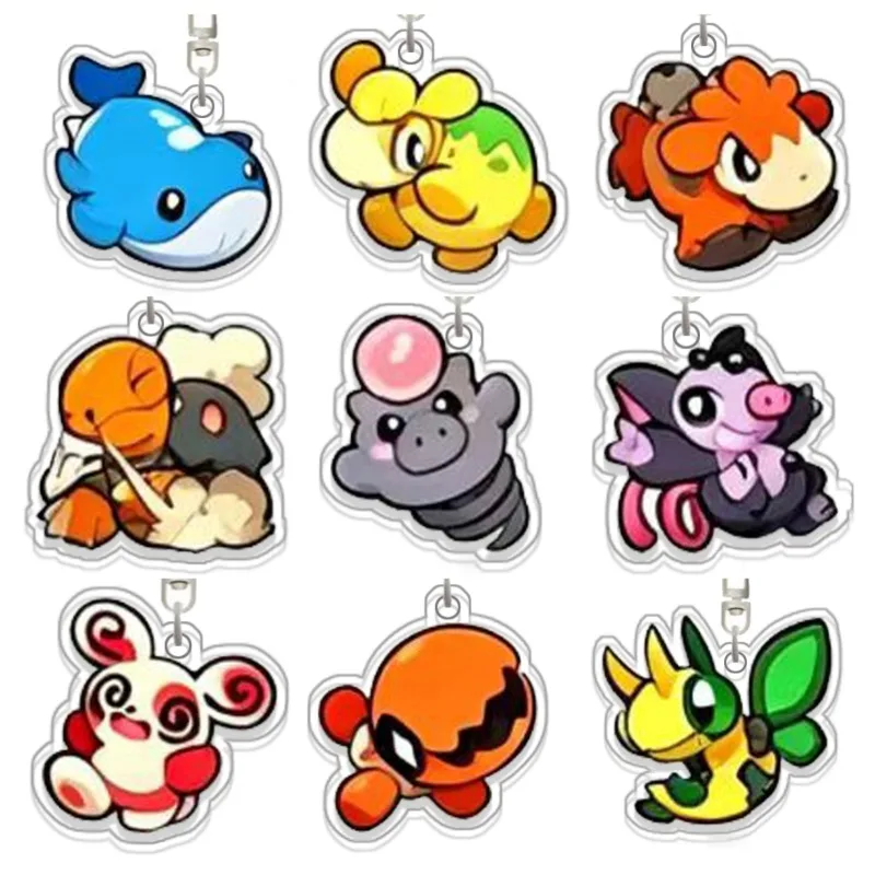 Wailmer Politoed Darumaka Torkoal Emolga Treecko Spoink Llavero Colgante de Acrílico Original Hecho a Mano, Bonito Juguete de Anime de Dibujos Animados, Regalo