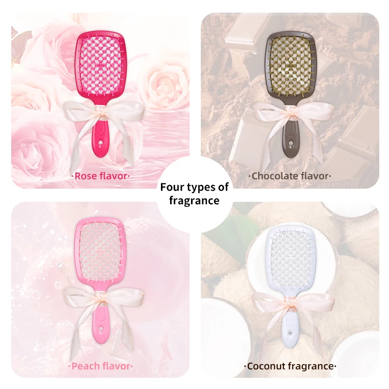 

1pcs Detangling Fragrant Hairbrush with Silk Ribbon Luxurious Gift Scalp Massage Fruit Flower Aroma Halloween Christmas Gifts