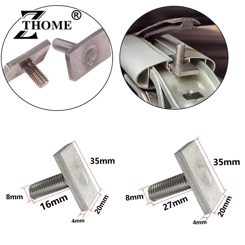 Tornillo de acero inoxidable 304, perno en T de 16mm/27mm, accesorios para toldo, Rhino, Thule, Yakima Pro, Rola, M8
