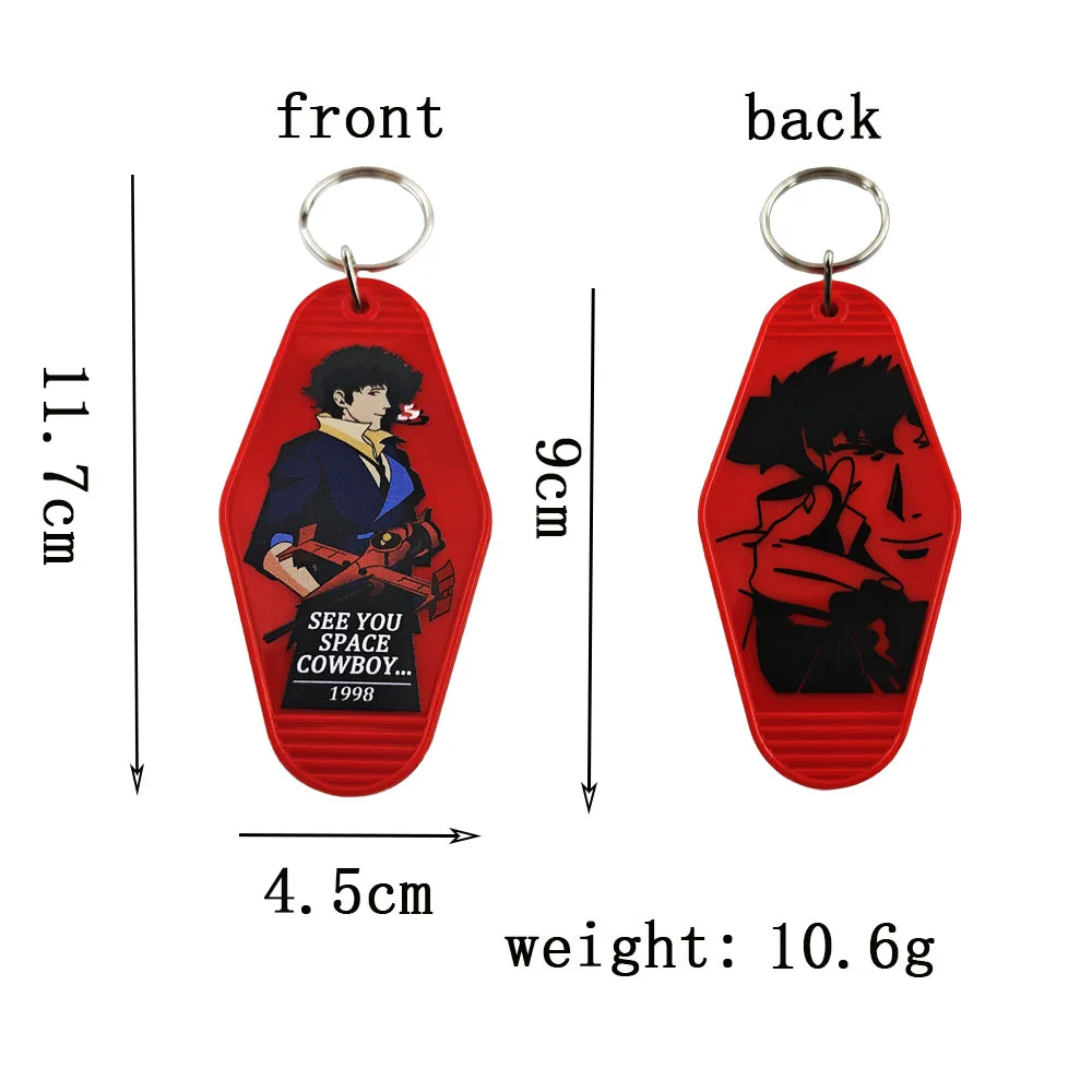 Cowboy Bebop Keychains Spike Spiegel Anime Motel Key Tag See You Space Cowboy Keyring Bag Car Pendant Fans Gift