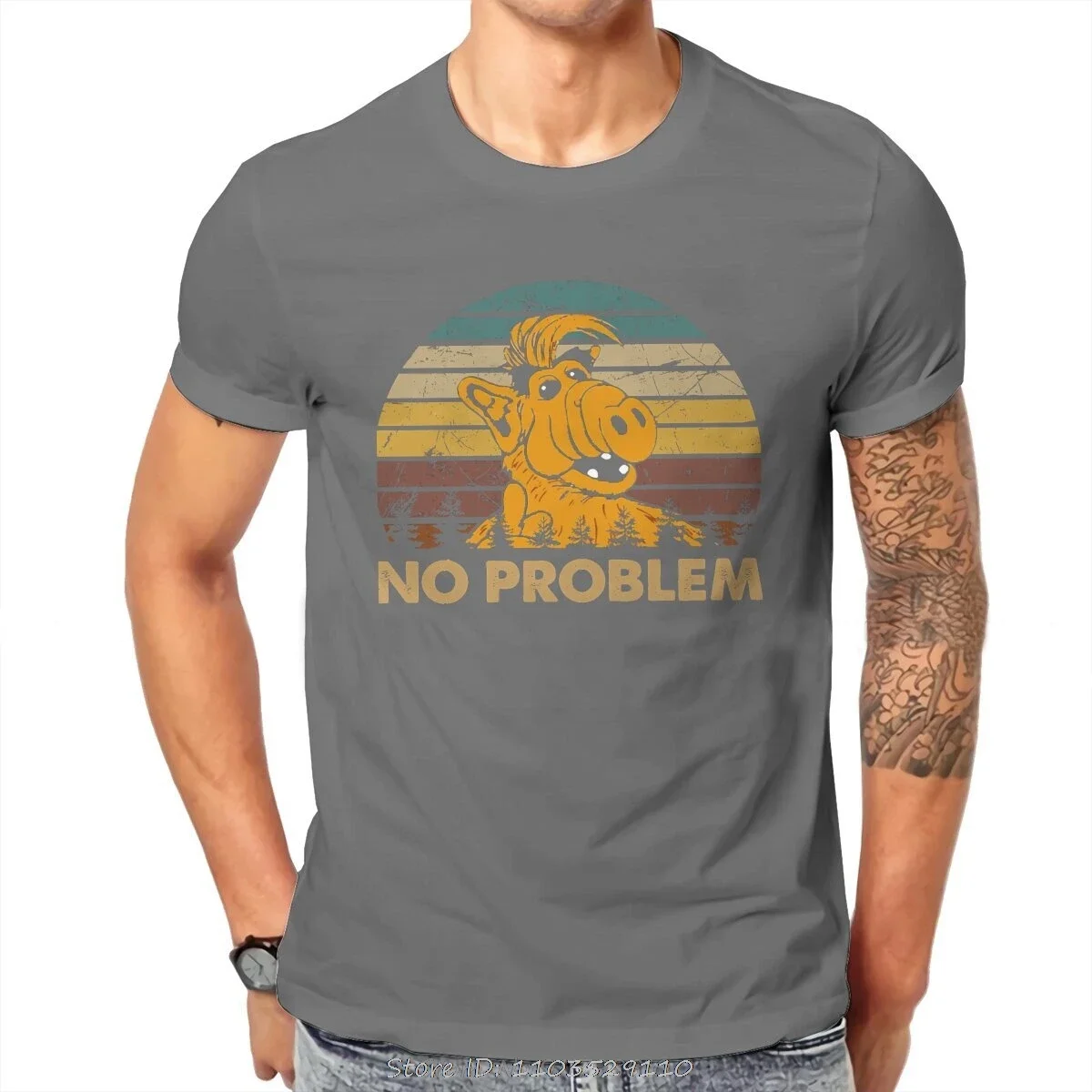 No Problem Hipster T-Shirt ALF The Animated Series Men Harajuku Fabric Streetwear T Shirt Fashion O-neck Oversized Tshirt Tops view 2