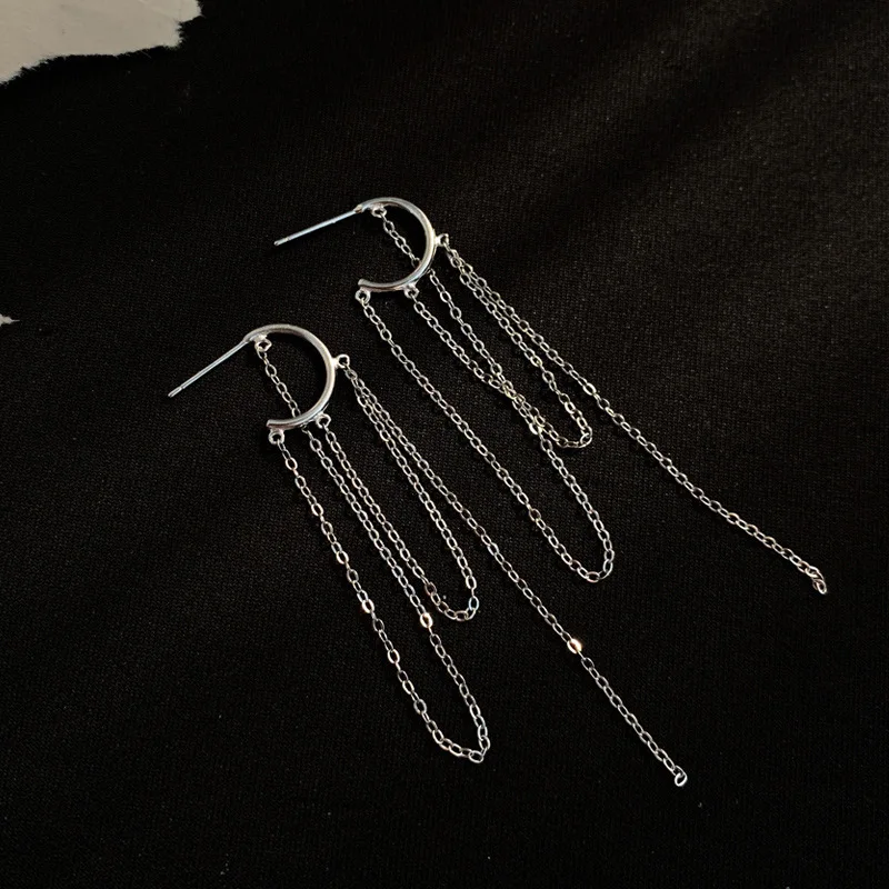 Retro Style Geometric Long Tassel Chain Earrings Simple Long Ear Line Earrings For Women Girl Wedding Party Gift Jewelry