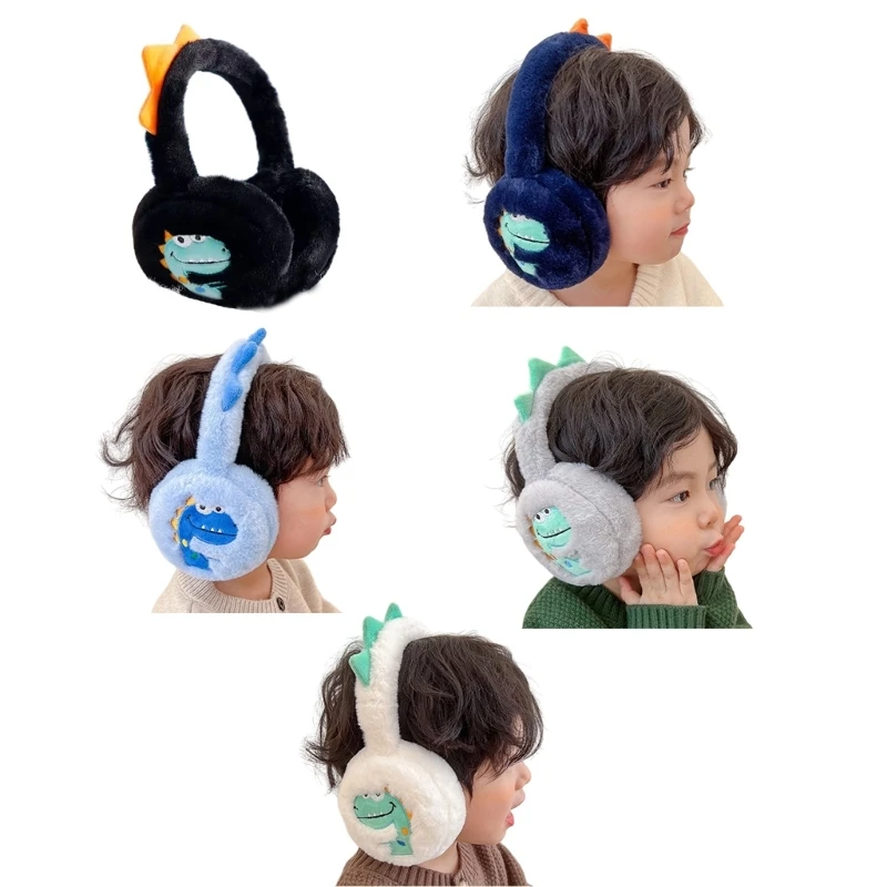 Chauffe-oreilles pliables pour enfants, joli cache-oreilles imprimé dinosaure, doux