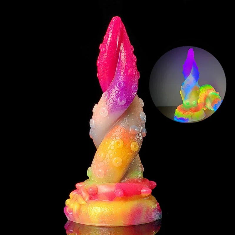 

2023 Mulit Color Luminous Dildo Octopus Tentacle Realistic Silicone Anal Plug Glow In Dark Sex Toy For Couples Erotic Stimulator