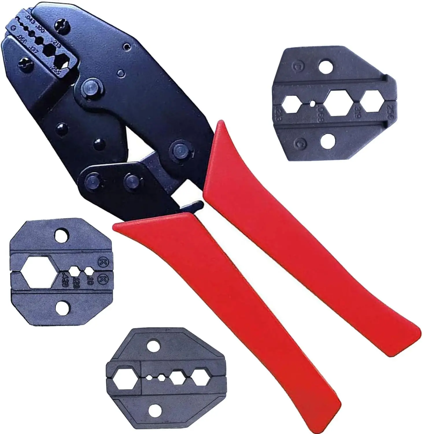 

Coax Crimper Tool with 3 Interchangeable Dies for BNC SMA N PL259 UHF TNC RF Connectors, Fits RG174 RG58 RG59 RG6 RG11 RG213