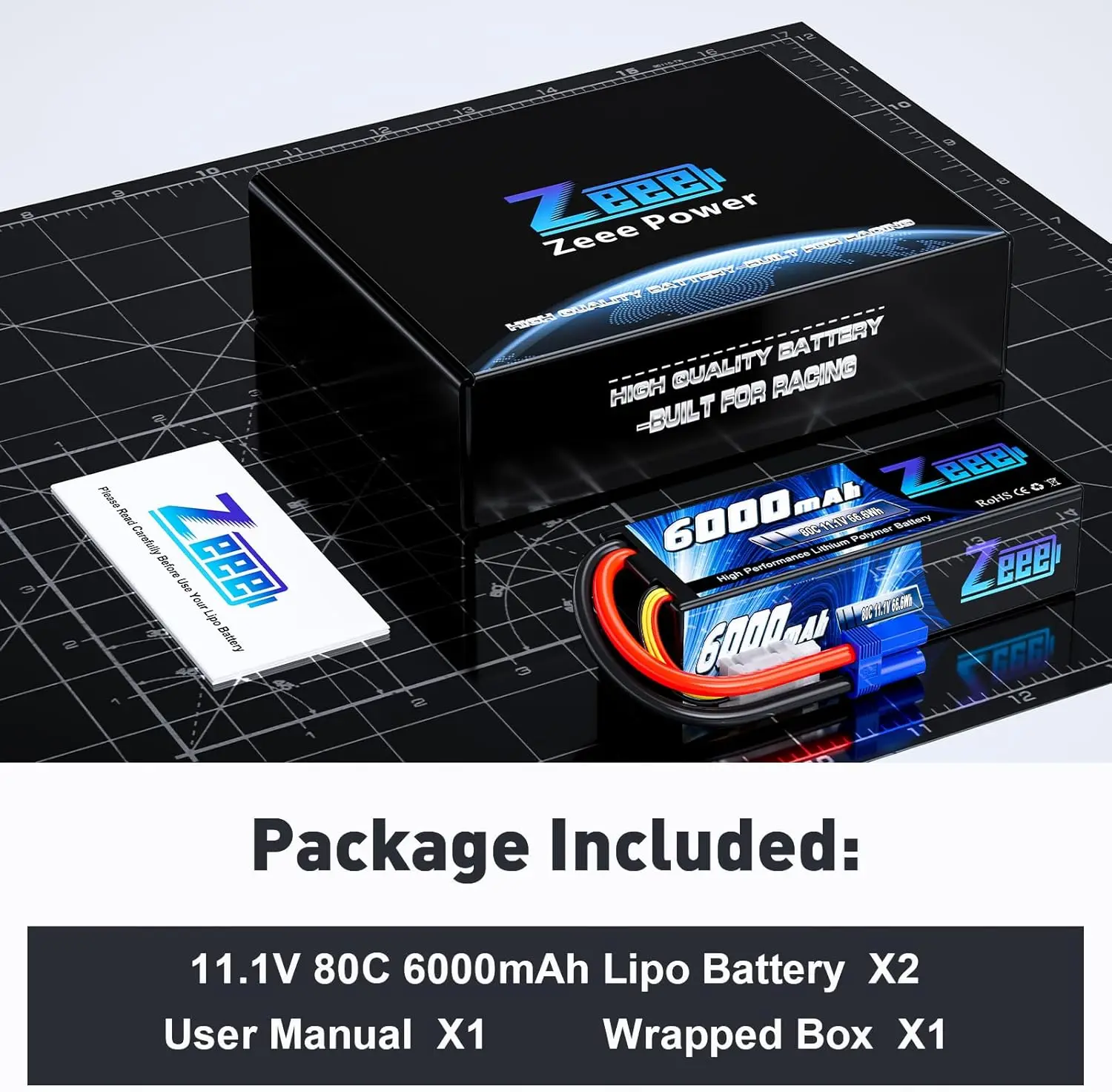 1/2pcs Zeee 3S Lipo Battery 11.1V 80C 6000mAh Hardcase with EC5 Plug for RC Cars RC Hobbies Buggy Trucks Boats for FPV Drones