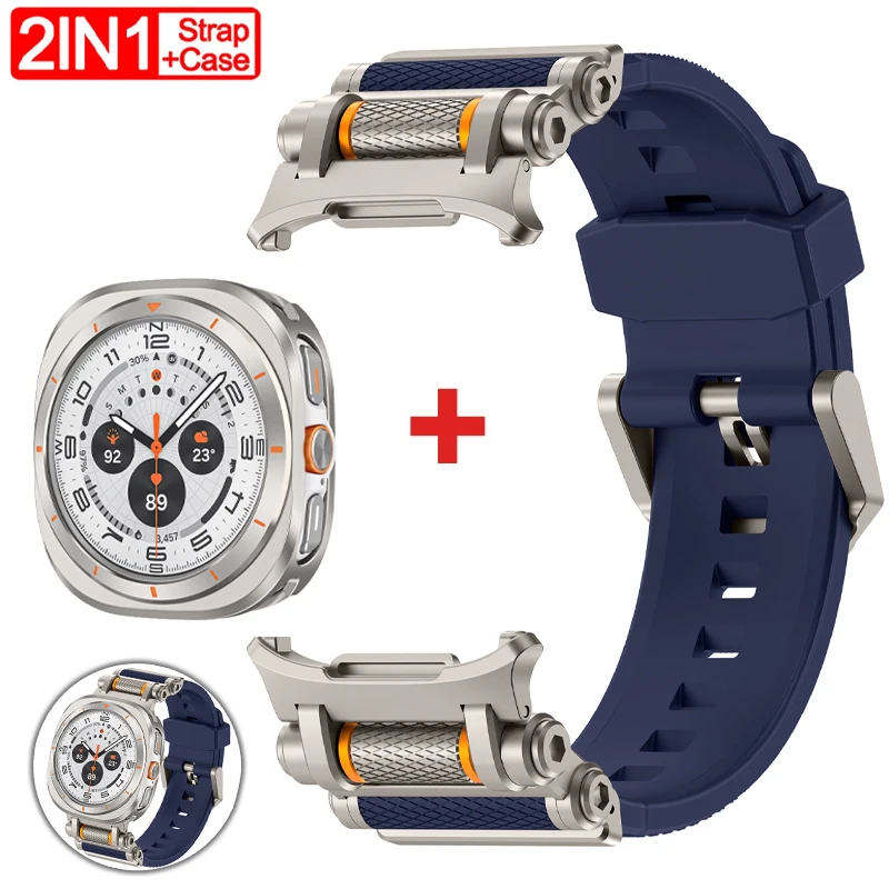 

Силиконовый спортивный ремешок + металлический корпус для Samsung Galaxy Watch Ultra 2025 47 мм, браслет Correa для Galaxy Watch 7 Ultra 2, аксессуары