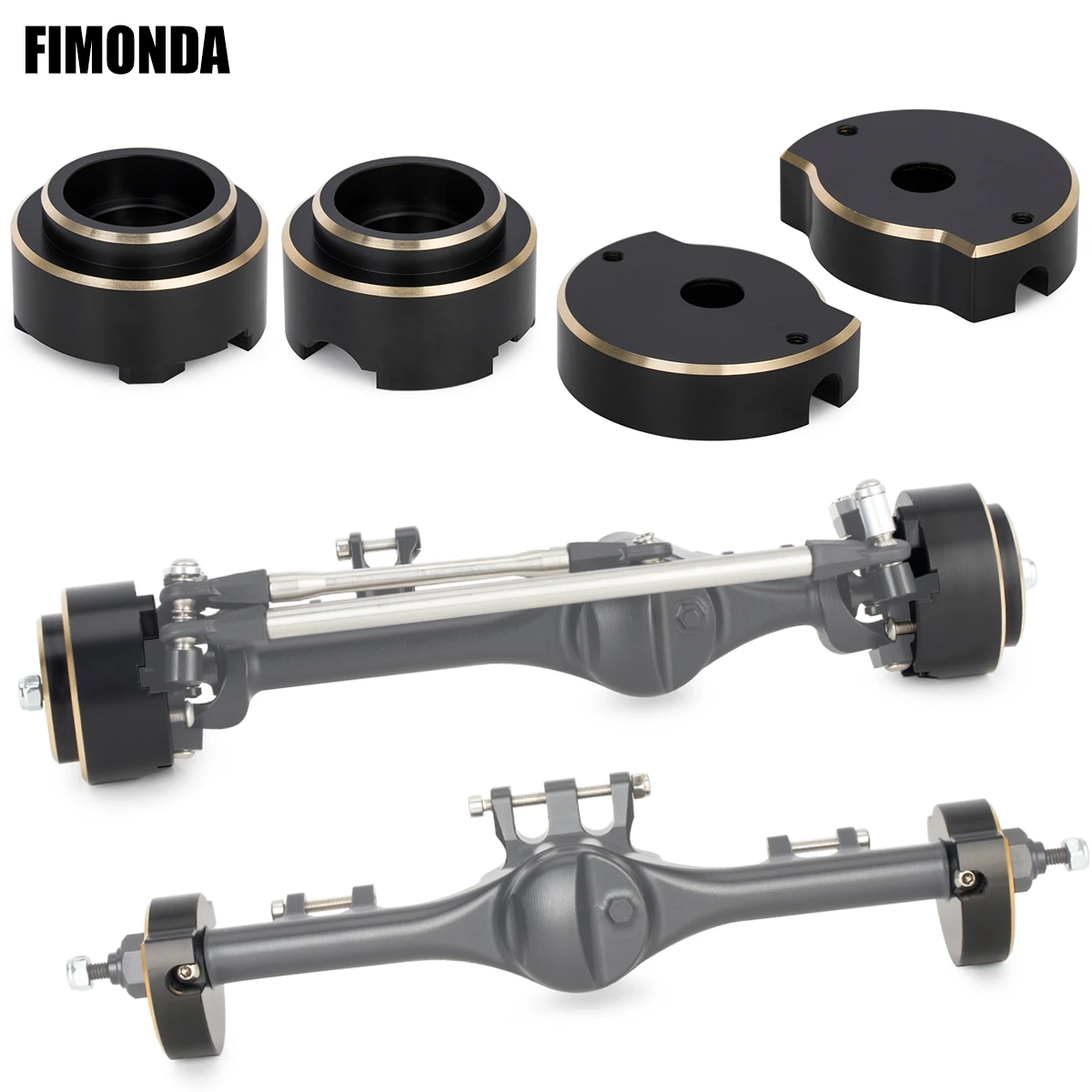 Pesos de tampa do tubo do eixo traseiro dianteiro de latão preto usinado CNC para rastreador 1/10 RC, peças de atualização para Vanquish H10 Optic