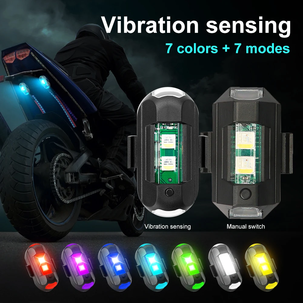 Motorcycle Lights Drone Strobe Light USB LED Anti-Collision Bike Aircraft Night Flying Mini Flashing Warning Signal Light