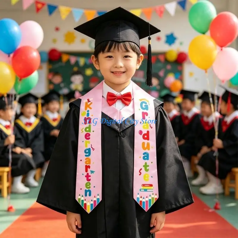 U75B Premium Colorful Satins Pencil Pattern Ribbon 130Cm Childrens Sash For Kindergarten And School Graduations