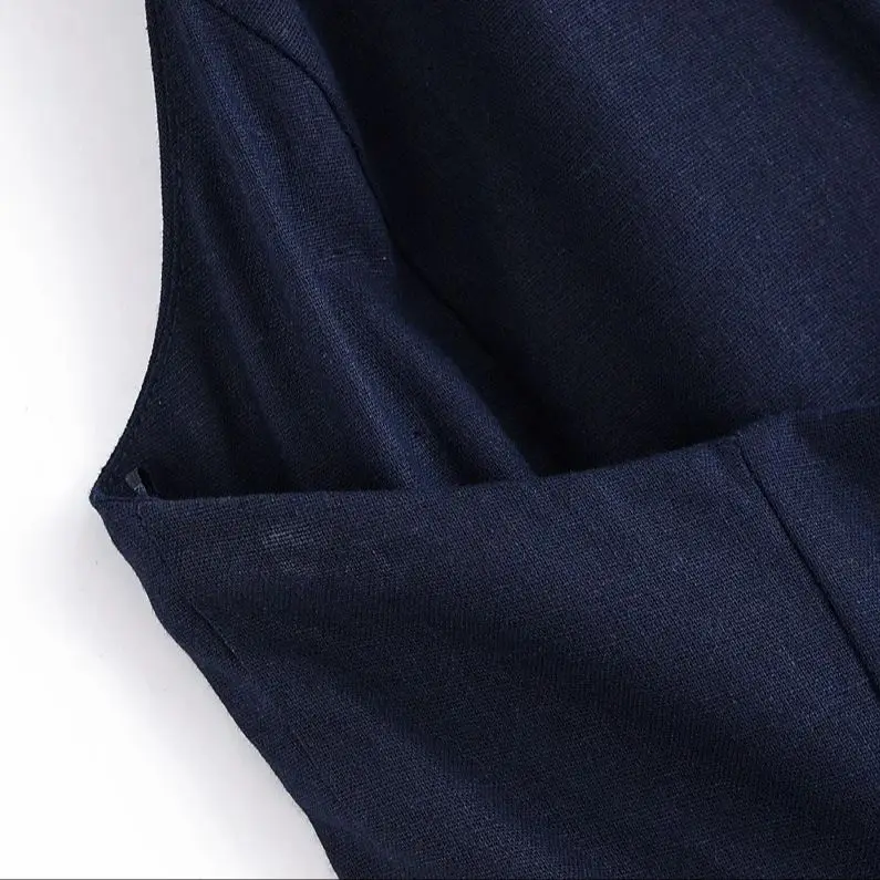 Women's Retro Fashion Linen Jumpsuit with Belt 2025 New High Waist Wide Leg Pants Commuter Casual Pants