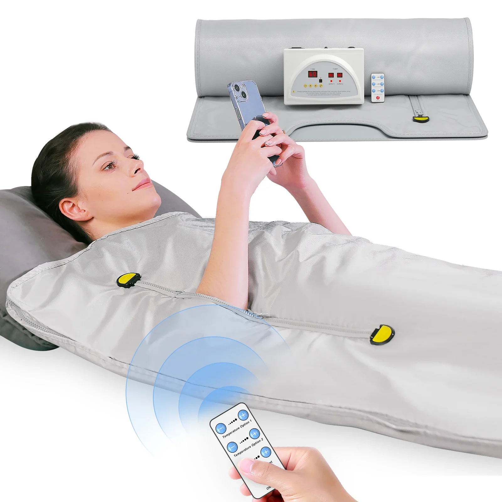 Coperta portatile per sauna domestica Coperta per sauna a vapore secco per sudore rapido per donna Uomo Taglia 180 cm * 80 cm Accessori per sauna 220 V EU