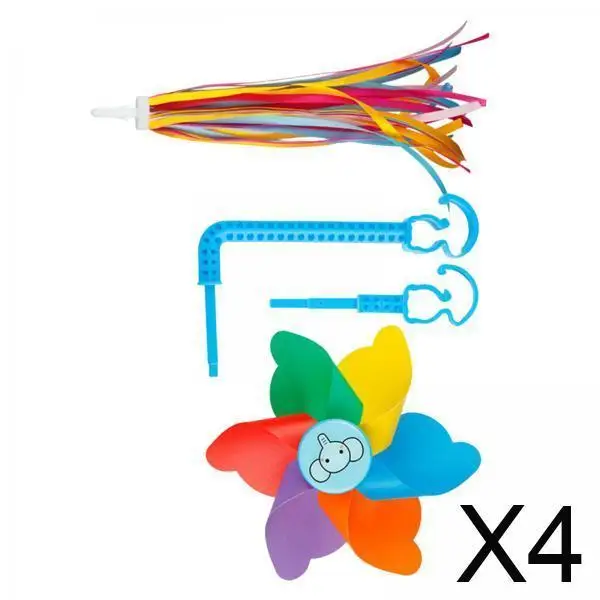 

4xдетский руль велосипеда, вертушка, красочная уникальная игрушка-самокат, простая установка, вращения, автоматическое украшение для коляски, скутера