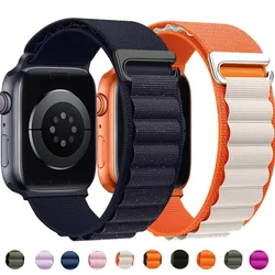 Pulseira de laço alpino para apple watch ultra band 49mm 45mm 44mm 42mm 41mm 40mm metal c-gancho pulseiras iwatch se série 9 8 7 6 5 4 3