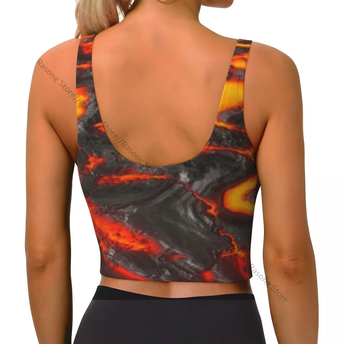 Yoga Vest Women Gym Sports Crop Tops Molten Lava Streetwear Workout Breathable Tank Top Female