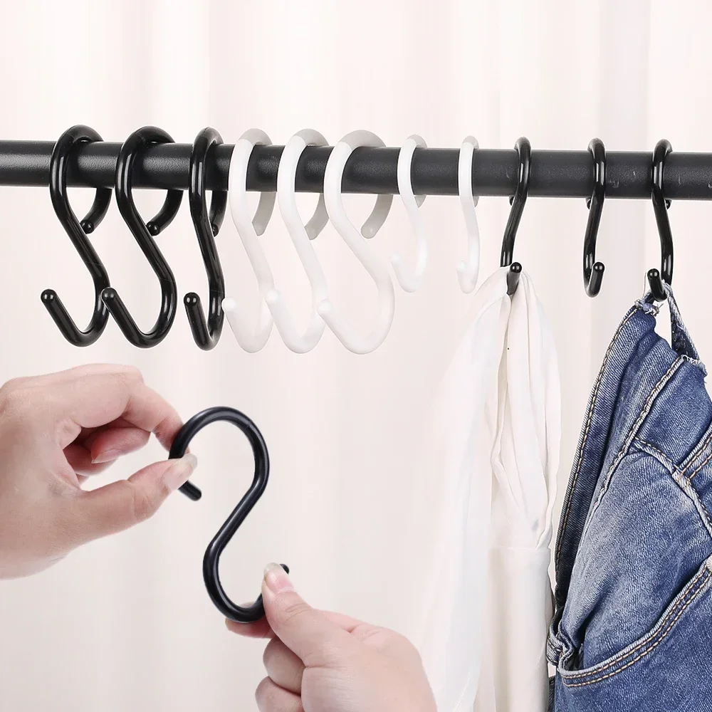 S Shaped Hooks Multi-purpose Hanging Storage Soft Head Buckle Flexible Neck Easy Twist Wardrobe Portable Kitchen Accessories