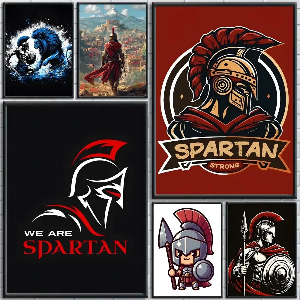 Cute cartoon Warriors brave Spartans Poster Modern Aesthetic Wall Art Print Minimalist Poster Bedroom Living Room Home Decor
