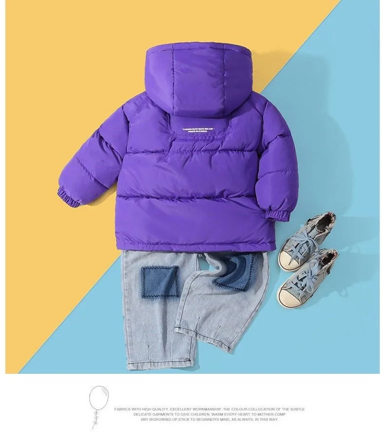 أطفال ملابس الفتيات جديد الأطفال معطف الشتاء سميكة معطف القطن معطف الباردة واقية مقنعين سترة خارجية دافئة الملابس الشتوية #4