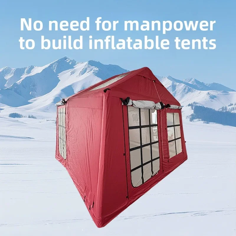 Custom Snow Inflatable Four-Season Three-Tier Waterproof Tent for Outdoor Camping with Full Equipment Cabin Room