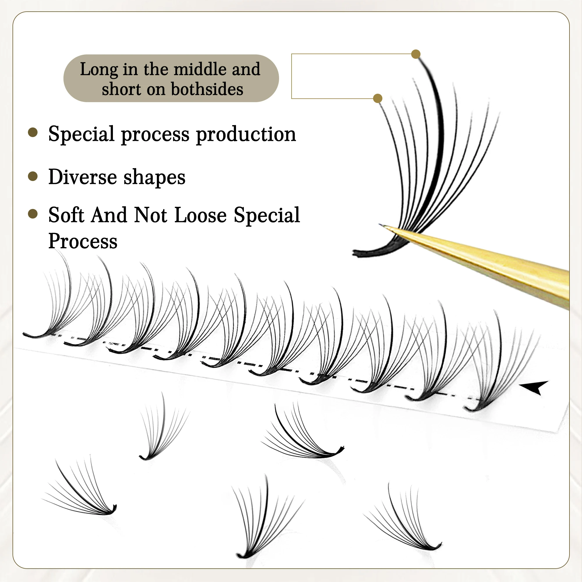 12rows tray premade spike fans russian volume eyelashes extension 5/7/9D pointy base hybrid natural individual lashes wholesale