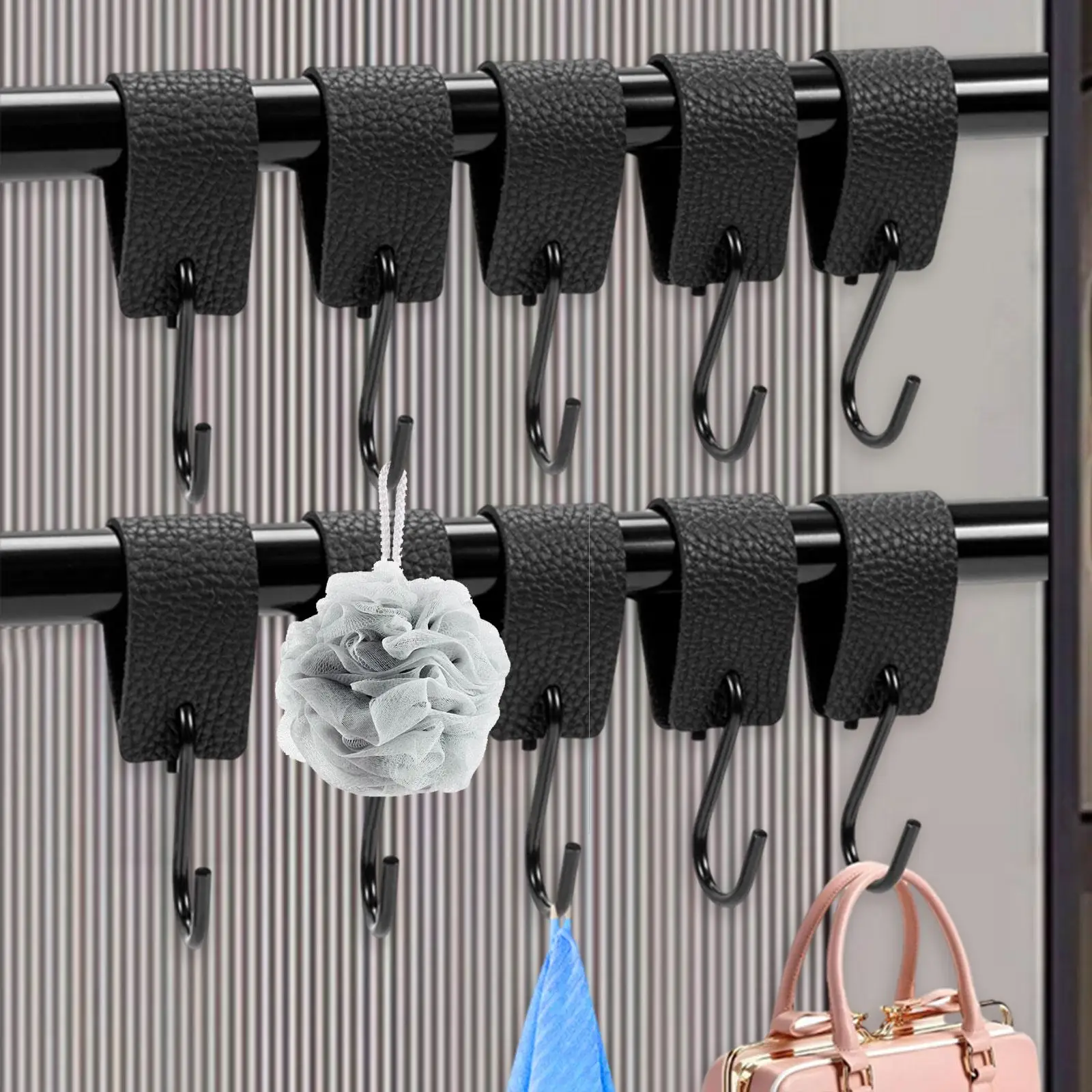 

10x PU Leather S Metal Hooks Modern Multi Purpose for Garage Carving Outdoor
