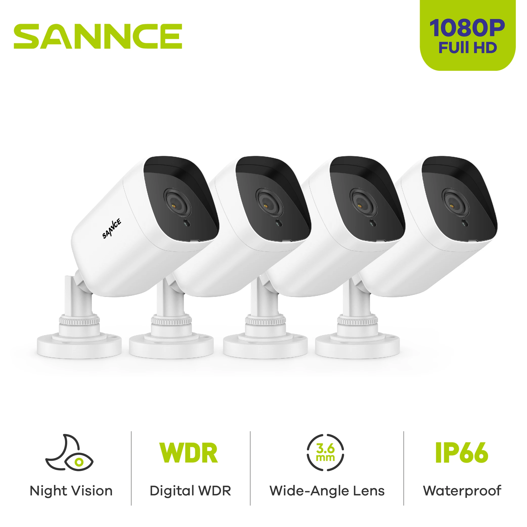 SANNCE 1080P Video Surveillance Camera Kit IR Night Vision Waterproof Home CCTV Security Protection Bullet Camera Remote Monitor