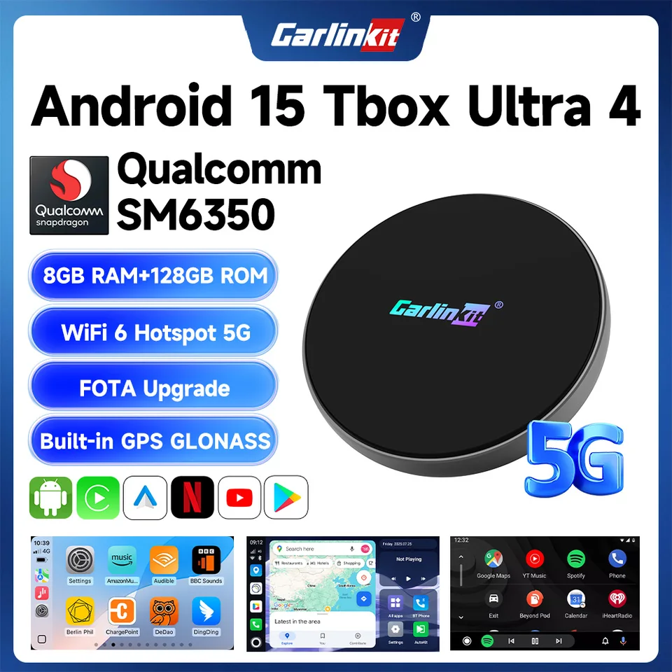 CarlinKit Ultra 4 Android 15 TV Box Wireless Android Auto CarPlay