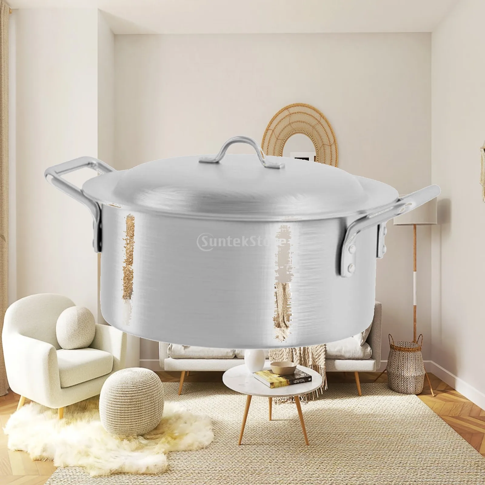 

Lightweight Aluminum Stock Pot Non Stick Soup Pan Deep Cooking Stew Pot with Lid for Gas Stove Use