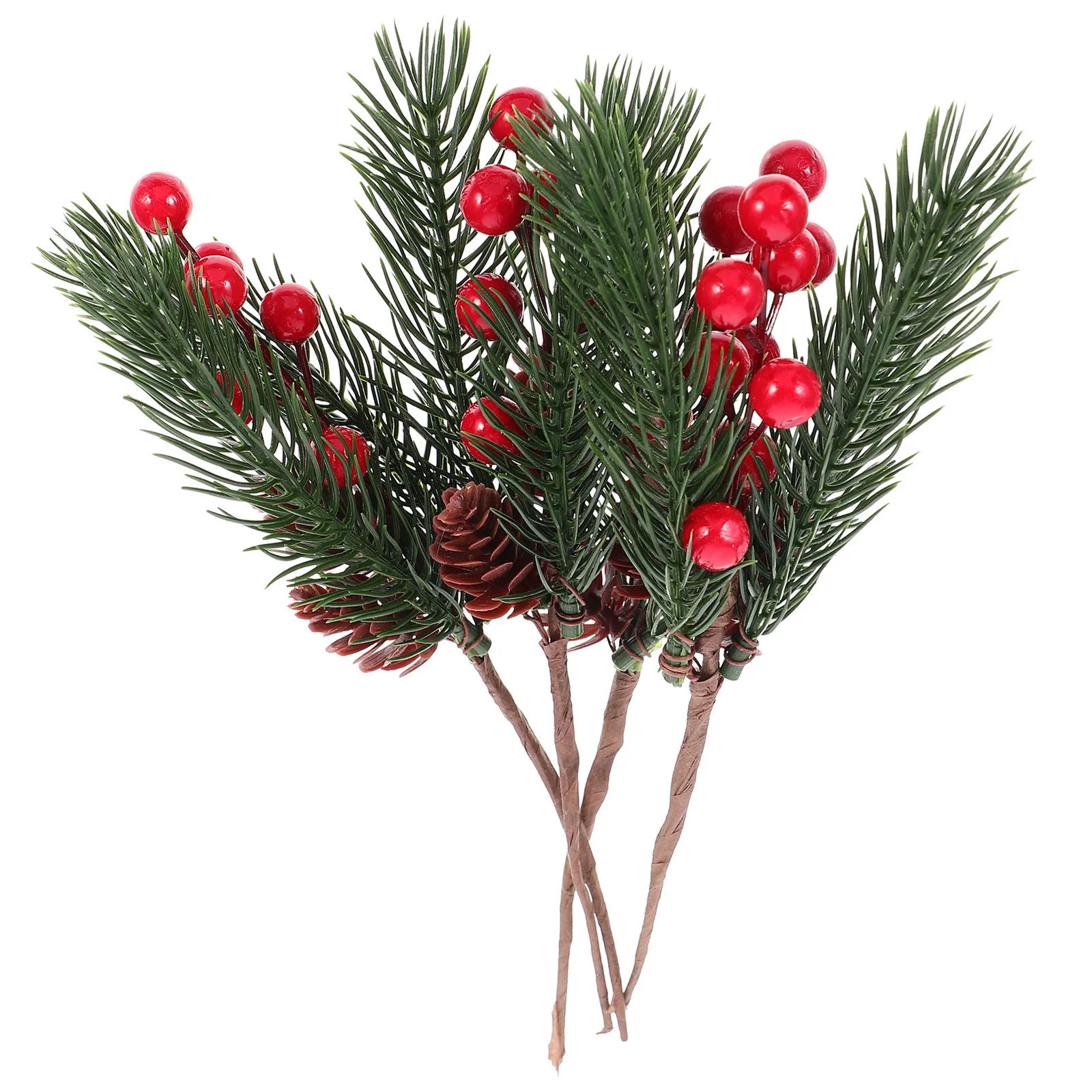 

4pcs Christmas Artificial Berries Branch Red Fake Plant Decor For Home Ornament Table Centerpiece Holiday Party Decoration