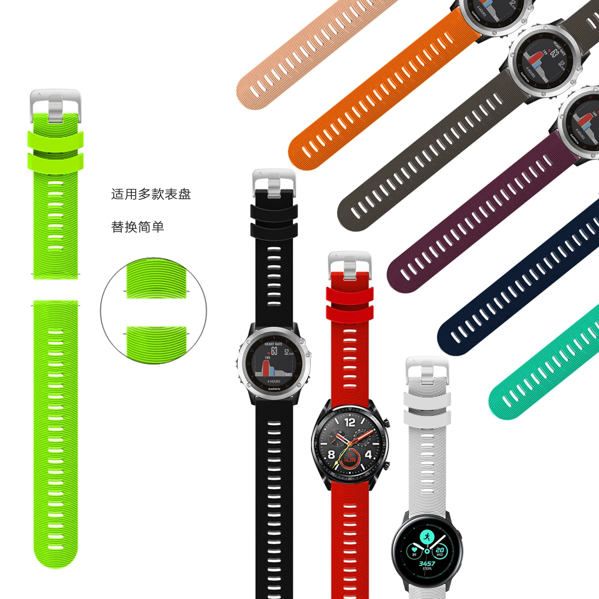 

20mm Original Silicone Strap for Garmin Forerunner 245 645 158 55 Watchband for Honor Magic 2 42mm/ Watch ES Smart Bracelet Band