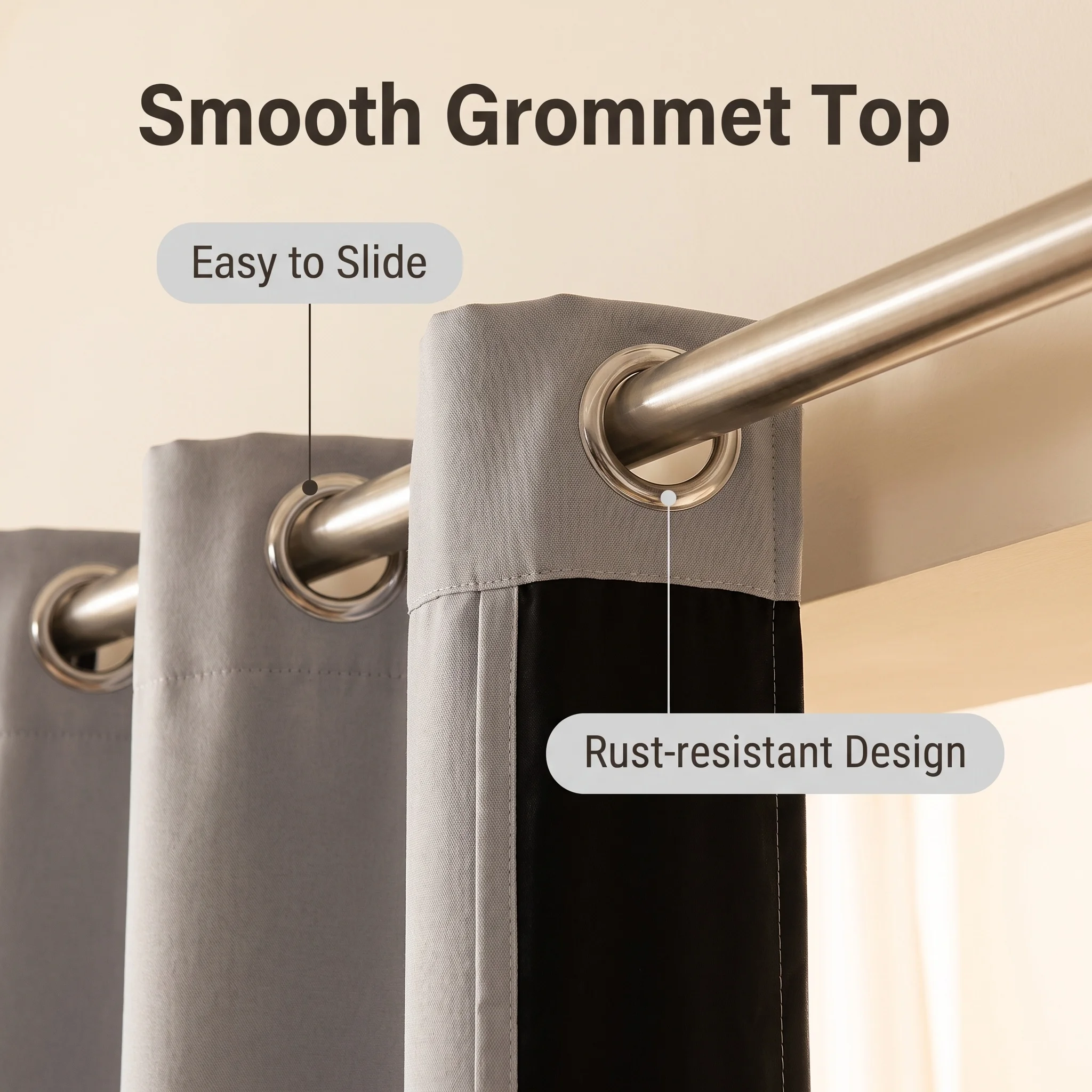 1panel Solid 100% Blackout Curtains with Grommets, Total Privacy Drapes for Bedroom, Beautiful Curtains for Living Room