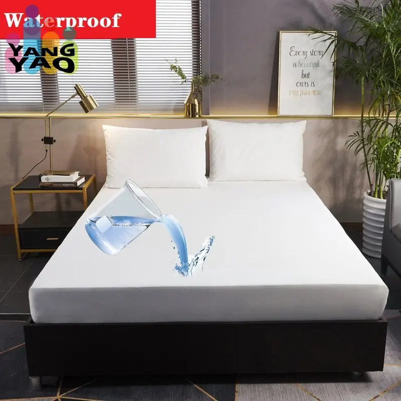 

Hotel White Soft Sanding Waterproof Mattress Cover Queen Twin All-inclusive Urine-proof Bed Fitted Cover No Pillowcase