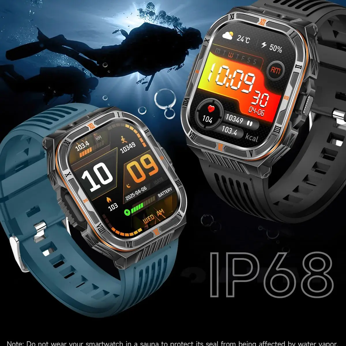 2026 New Military Grade Smart Watch for Men 2.01" AMOLED Screen 5ATM Waterproof Sports Fitness Tracker Bluetooth Call Function