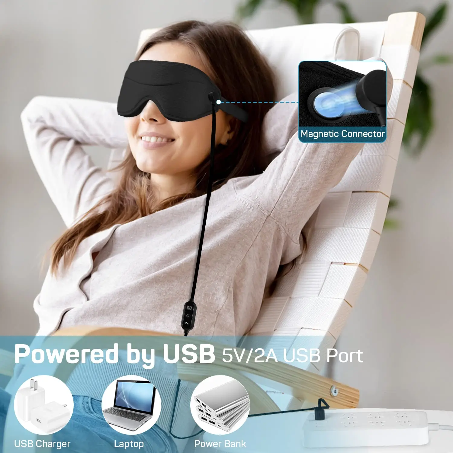 قناع عين للتدليك الساخن ثلاثي الأبعاد مدلك عين ضغط ساخن للنوم عيون جافة متعبة الاهتزاز وزارة الدفاع التحكم في الموقت