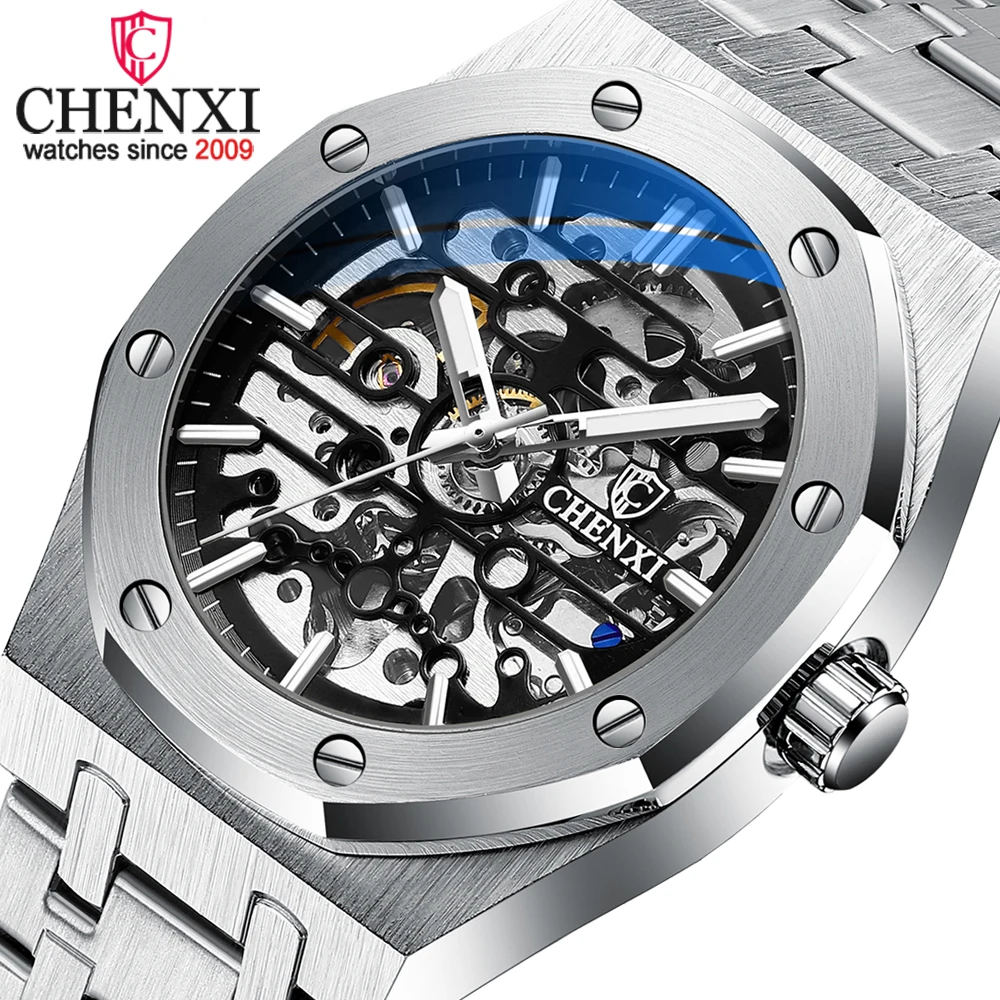 

2023 Fashion Top Brand Chenxi Automatic Mens Watches Mechanical Tourbillon Wrist Watch Waterproof Business Stainless Steel Sport