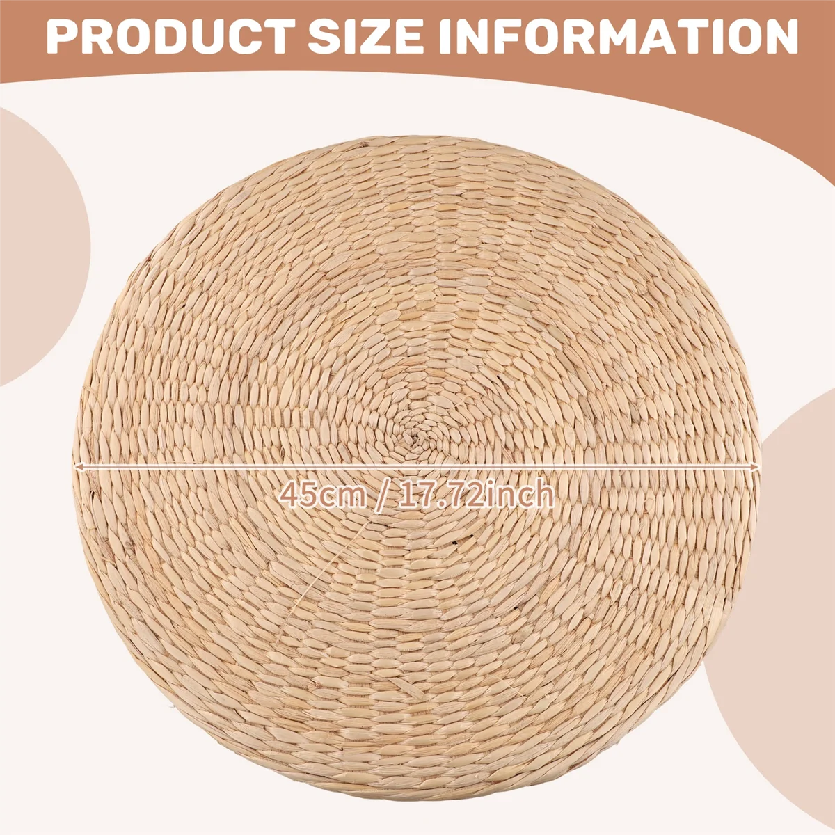 ABAZJ 45Cm Yoga Mats Round Pouf Tatami Floor Pillow Seat Cushion Straw Meditation Thickening Soft Yoga Equipment
