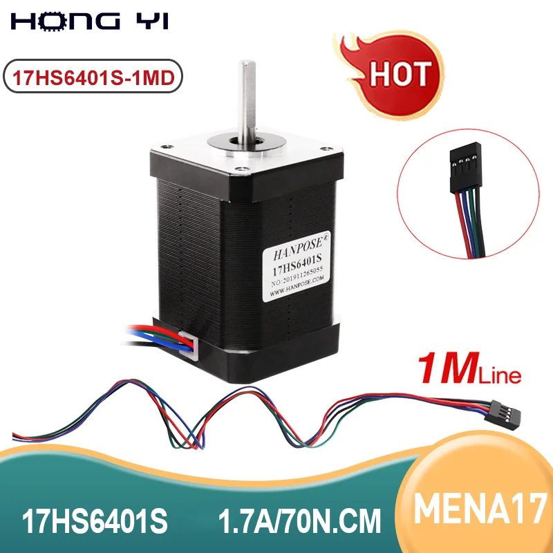 

2 Phase 4 Lead Nema17 Stepper Motor 1.8 Degree 17HS6401S-1MD H60mm 1.7A 70N.cm Suitable for CNC Milling Machine Stage Lighting