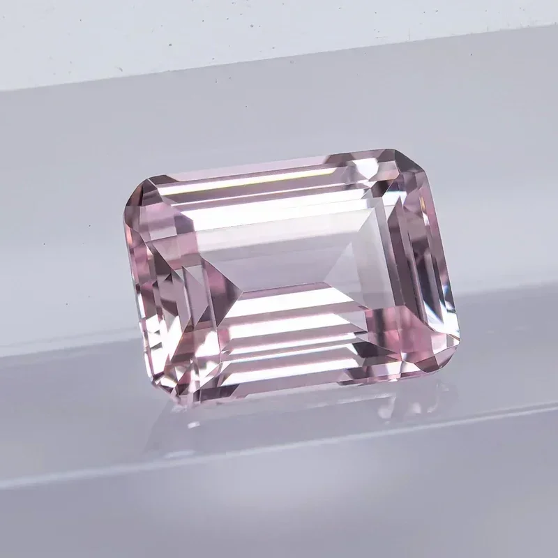 

L-Lab Grown Sapphire Emerald Cut Sakura Pink Color VVS1 Gemstone Charms DIY Jewelry Making Materials Selectable Certificate