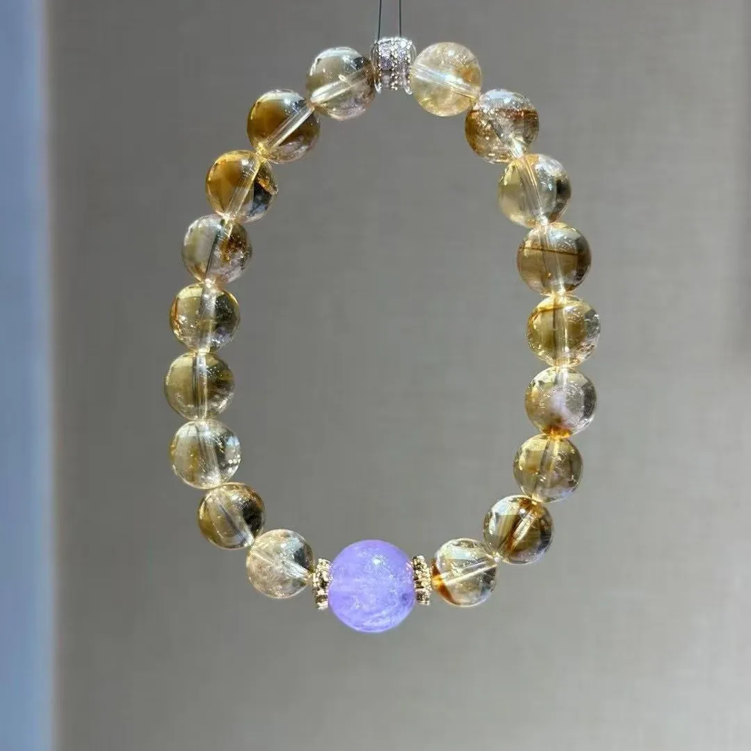 

Natural Amethyst Yellow Tower Crystal Transfer Bracelet Women's Fashion Light Luxury Jewelry