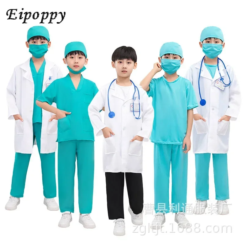 Children's Anti-Epidemic Clothing Doctor Surgical Gown White Coat Professional Play Children's Performance Wear