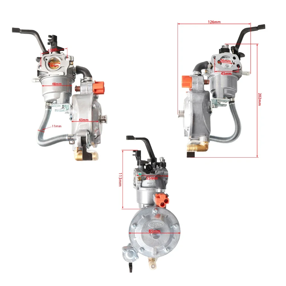 

Lawn Mowers Generator Dual Fuel Carburetor Kit For GX160 2KW 168F 2.8KW GX200 170F Manual Chokes Go Karts Motorcycle Parts