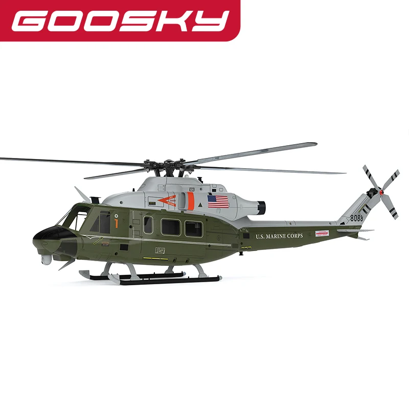 【2026 New Arrival】GOOSKY E2 GPS UH-1Y Army 1 RC Scale Helicopter 1:35 Scale With Dual Brushless Motor Smart GPS Tof